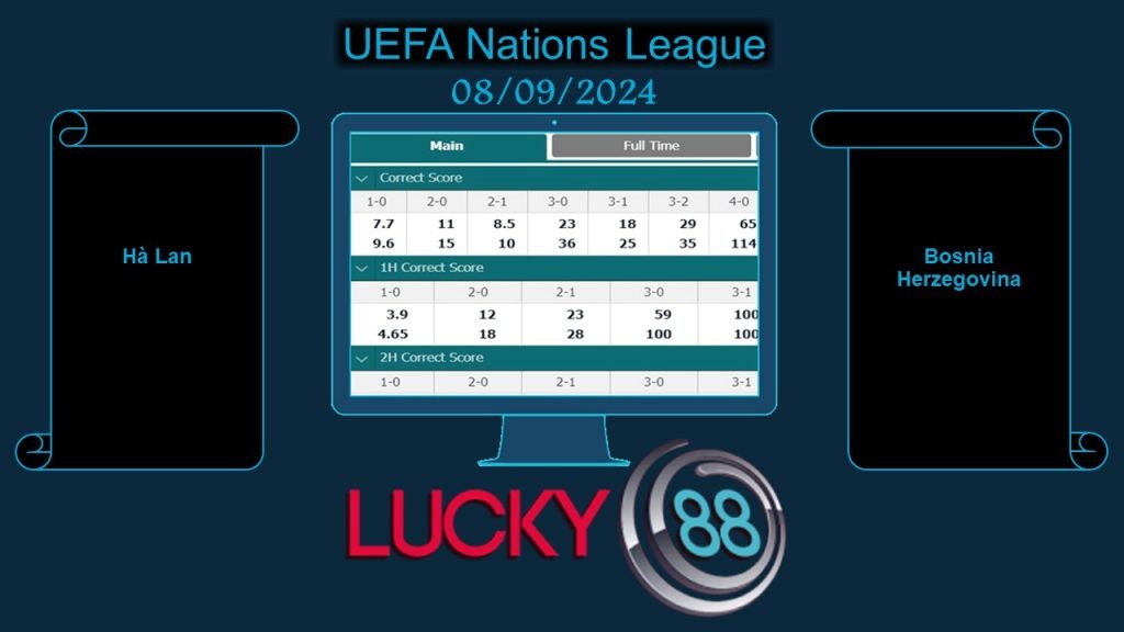 LUCKY88 Hà Lan vs Bosnia Herzegovina, Soi kèo bóng đá hôm nay 08/09/2024, UEFA Nations League