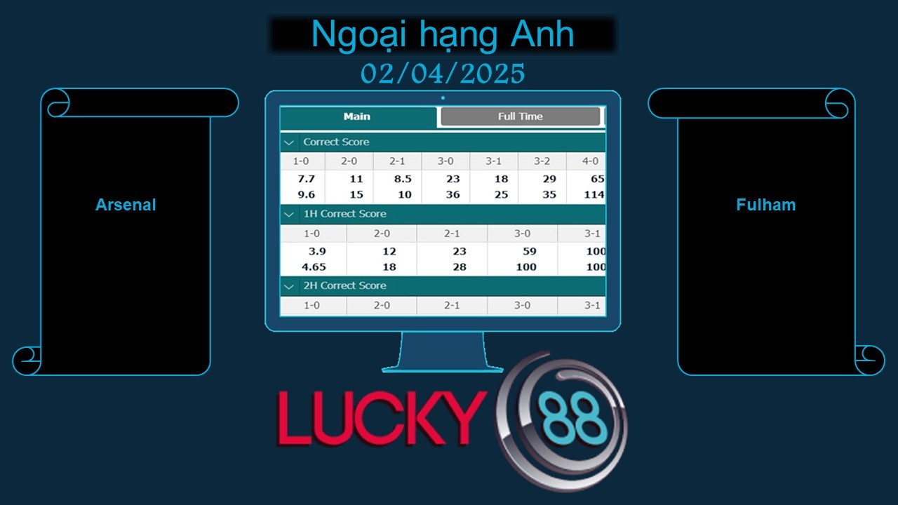 LUCKY88 Arsenal vs Fulham, Soi kèo bóng đá hôm nay 02/04/2025, Ngoại hạng Anh