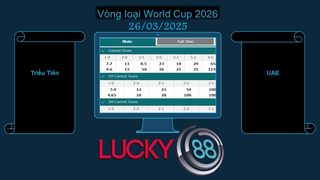 LUCKY88 Triều Tiên vs UAE , Soi kèo bóng đá hôm nay 26/03/2025, Vòng loại World Cup 2026