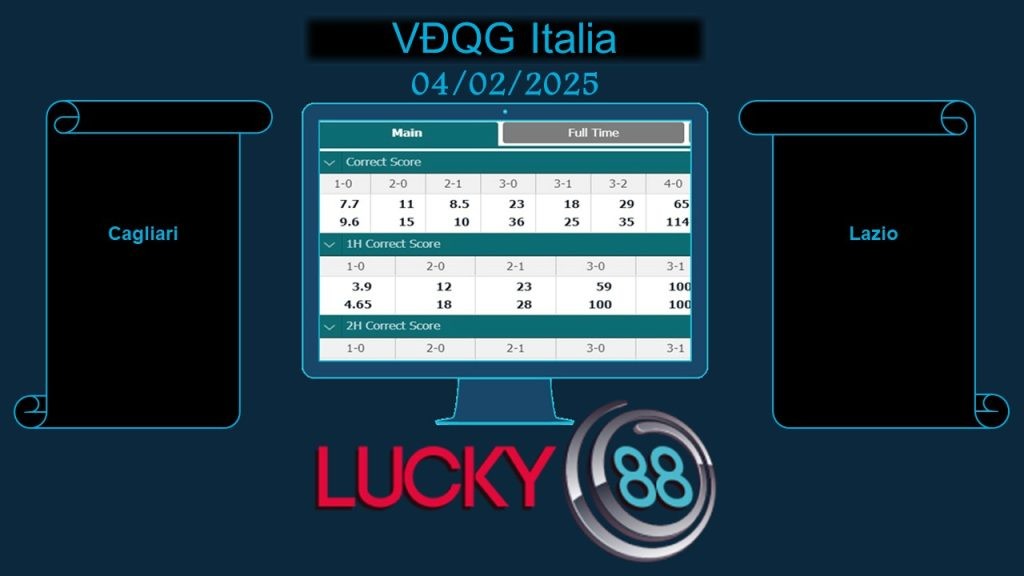 LUCKY88 Cagliari vs Lazio, Soi kèo bóng đá hôm nay 04/02/2025, VĐQG Italia