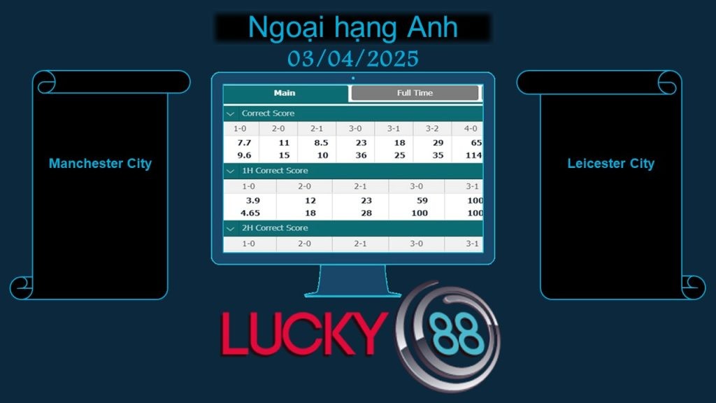 LUCKY88 Manchester City vs Leicester City, Soi kèo bóng đá hôm nay 03/04/2025, Ngoại hạng Anh