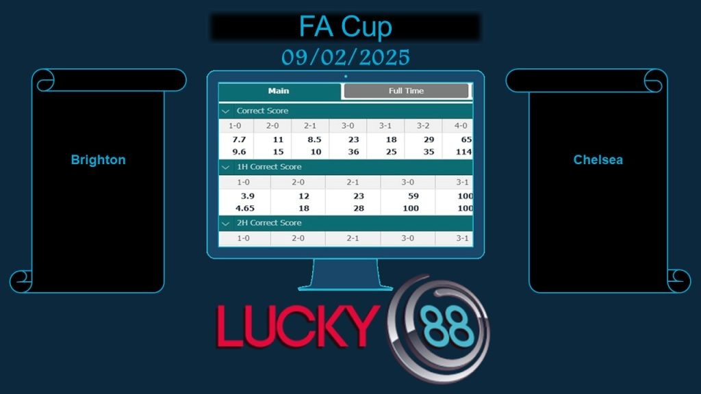 LUCKY88 Brighton vs Chelsea, Soi kèo bóng đá hôm nay 09/02/2025, FA Cup