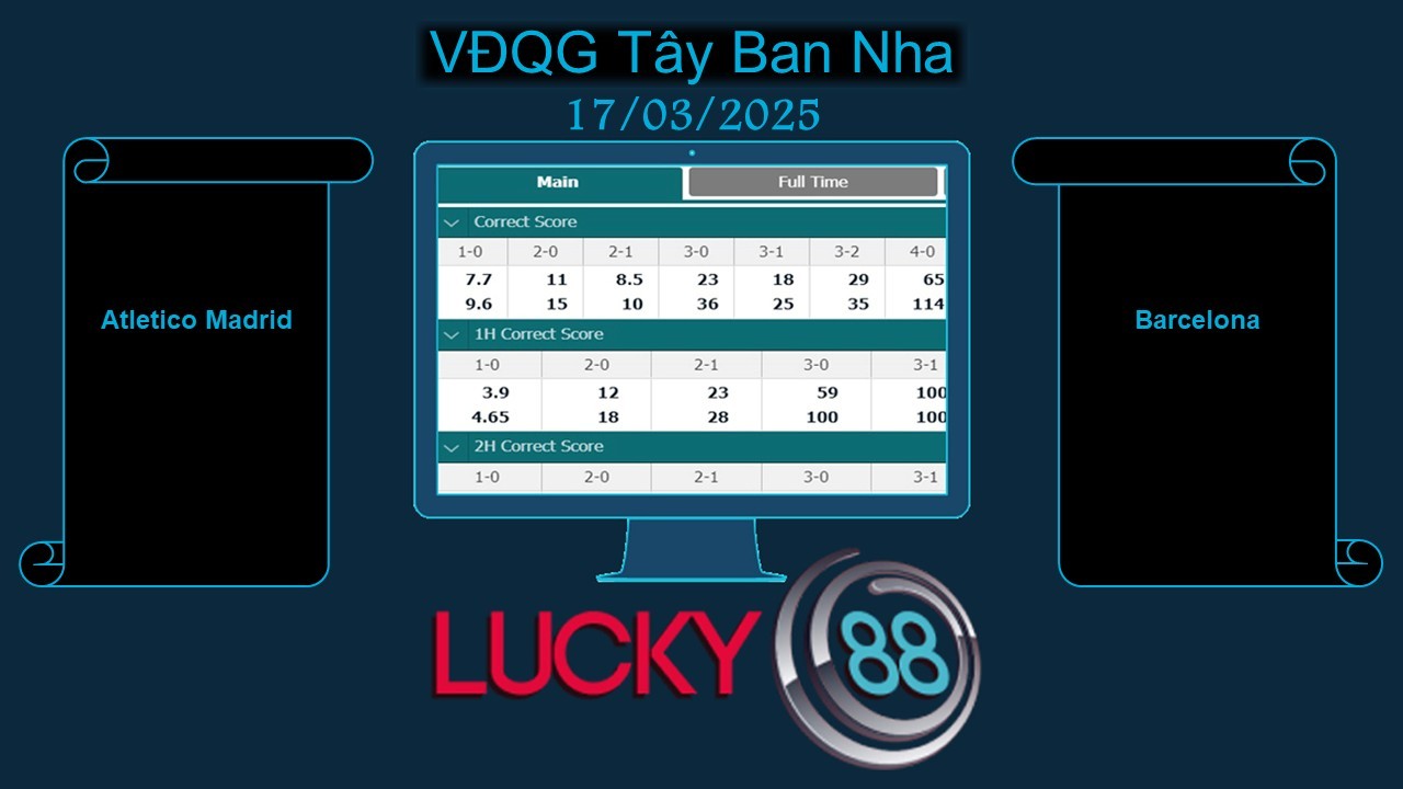 LUCKY88 Atletico Madrid vs Barcelona, Soi kèo bóng đá hôm nay 17/03/2025, VĐQG Tây Ban Nha