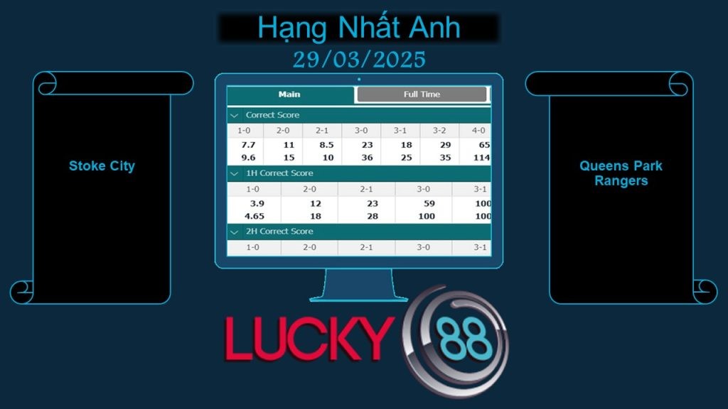 LUCKY88 Stoke City vs Queens Park Rangers, Soi kèo bóng đá hôm nay 29/03/2025, Hạng Nhất Anh