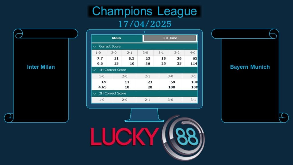 LUCKY88 Inter Milan vs Bayern Munich, Soi kèo bóng đá hôm nay 17/04/2025, Champions League